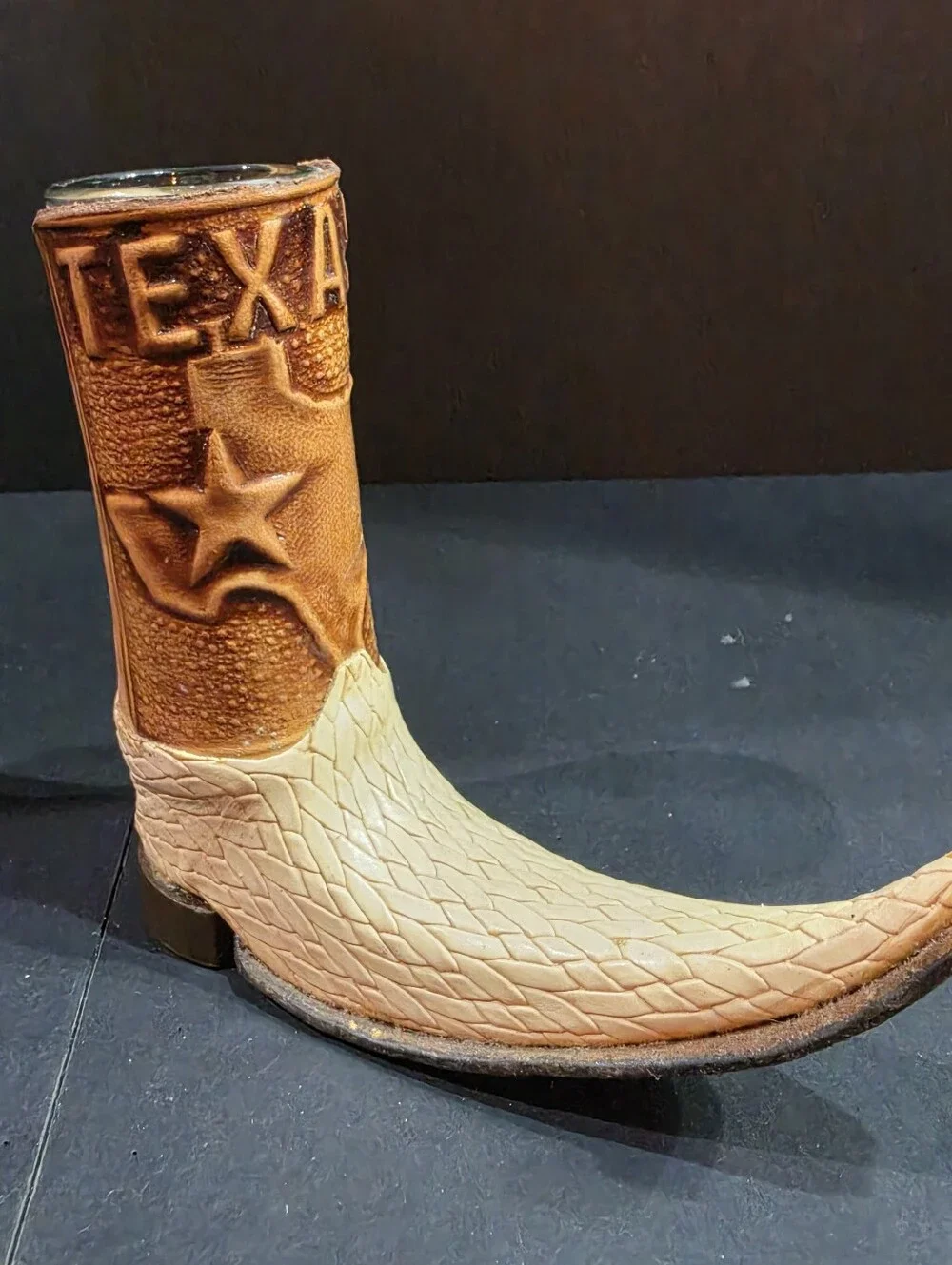 Texas Tooled Leather Mini Boot Shot Glass
